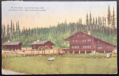 1914 Spokane WA Yardley Rural Cancel Great Northern Railway Glacier Park Card