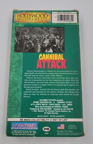 Cannibal Attack (VHS 1990) Johnny Weissmuller, Goodtimes Home Video 1954 Movie - Picture 2 of 8