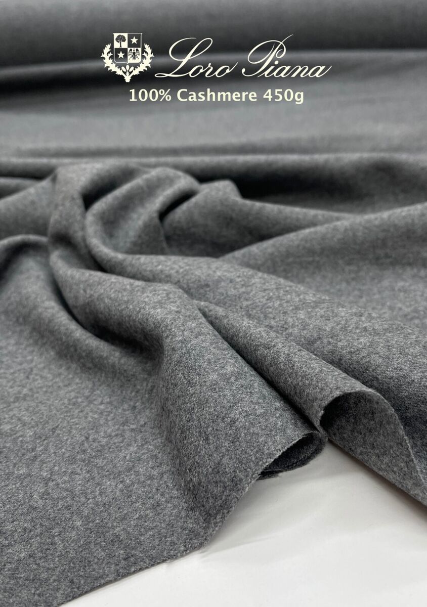 Loro Piana GREY 100% CASHMERE WOOL Fabric Luxury Coating Loro Piana GREY 100% CASHMERE WOOL Fabric Luxury Coating