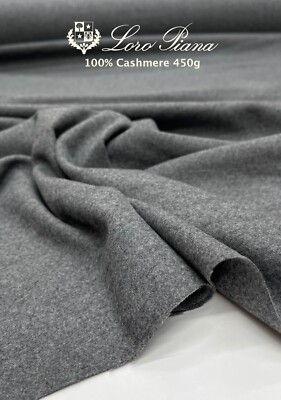 Loro Piana GREY 100% CASHMERE WOOL Fabric Luxury Coating