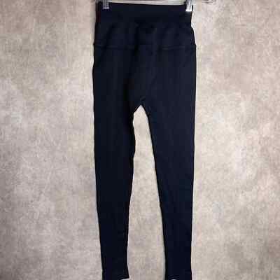 Riley 7 Womens 7/8 Leggings Size XS/S Black Ribbed Capri Skinny High Waisted