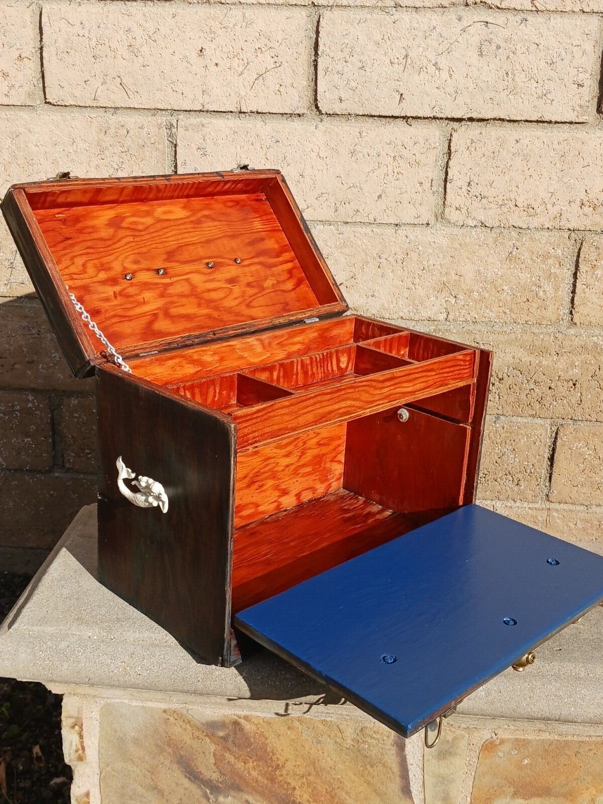 vintage wooden fishing tackle box eBay