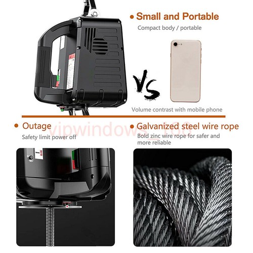 Electric Hoist Winch Portable Electric Winch 1100lbs 500KG Wire Remote Control - Picture 5 of 10