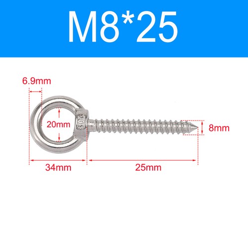 Heavy Duty Screw In Eye Hook A2 Stainless Steels Wood/Thread/Twist/Ring/Hoop - Picture 30 of 49