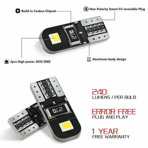 AUXITO Canbus 2X 6000K 2825 T10 168 194 W5W License Side Marker LED Light Bulb - Picture 3 of 7