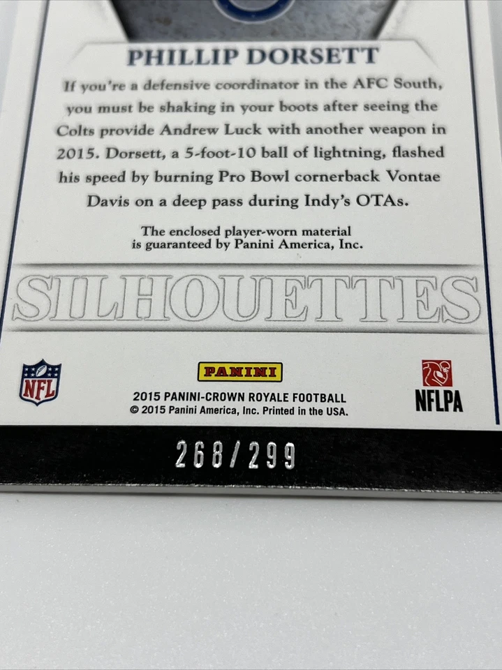 PHILLIP DORSETT 2015 Crown Royale SILHOUETTES JERSEYS #231 (268/299) COLTS NM-M - Image 4 of 4