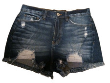 Women s Junior's SO High Rise Destructed Stretch Curvy Mom Shorts Size 9/29 NWT