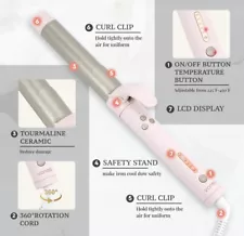 Automatic Curling Iron Hair Curler 1.25 Inch Auto Rotating 360° Pink