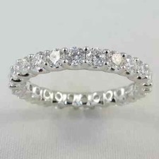 4.54 Ct Round Cut Moissanite Eternity Wedding Band 14K Solid White Gold Size ALL