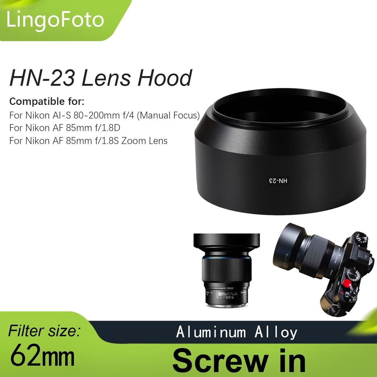 HN23 Screw-In Lens Hood for Nikon Nikkor AF 85mm f/1.8D / AI HN23 Screw-In Lens Hood for Nikon Nikkor AF 85mm f/1.8D / AI
