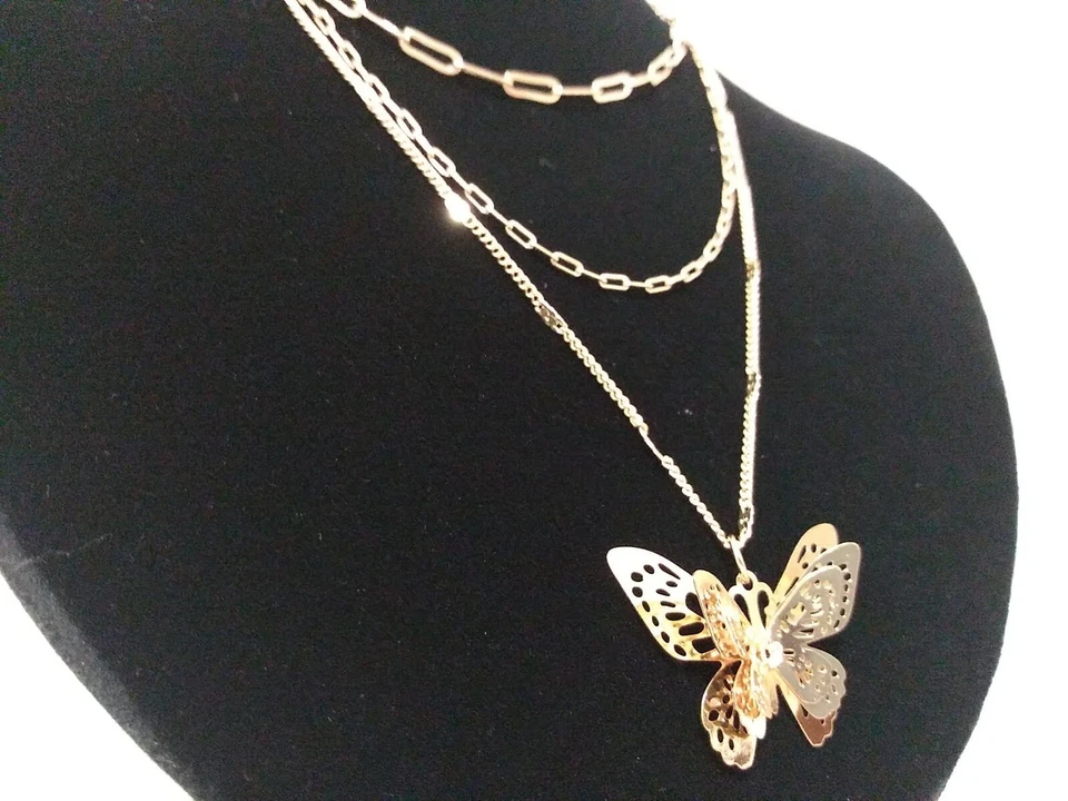 NUEVO CON ETIQUETAS 3 Hilos Tono Dorado Mariposa Moda Collar Forever 21 Foto 4 de 4