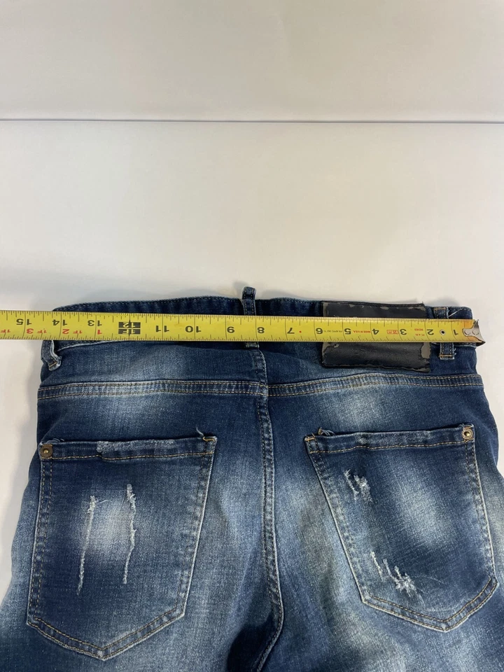 Pantalones cortos de mezclilla para hombre Dsquared2 Italia azul desgastado talla 44 Foto 3 de 4