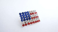 Extra small american flag red white and blue crystal hair clip fine thin hair