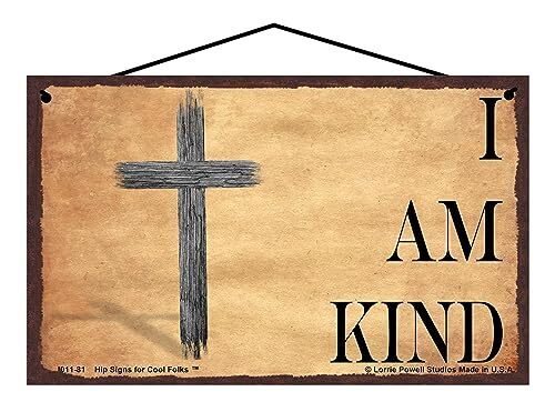 Yo Soy Amable Signo Religioso Dios Temático Decoración del Hogar con Imagen de una Cruz Bondad - Imagen 1 de 3