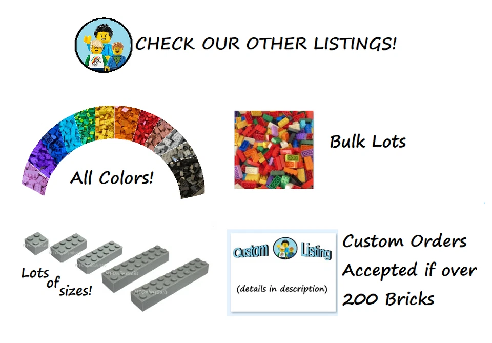 100x NEW LEGO 2x4 White Bricks Piece # 3001 - BULK large bricks - Image 2 of 4