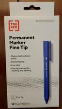 TRU RED PERMANENT MARKERS FINE TIP BLUE Dozen TR54536 - NEW SHIPS FAST 3 Day !!
