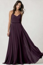 BHLDN Jenny Yoo Inesse Bridesmaid Dress, Chiffon Size 8 Black Currant