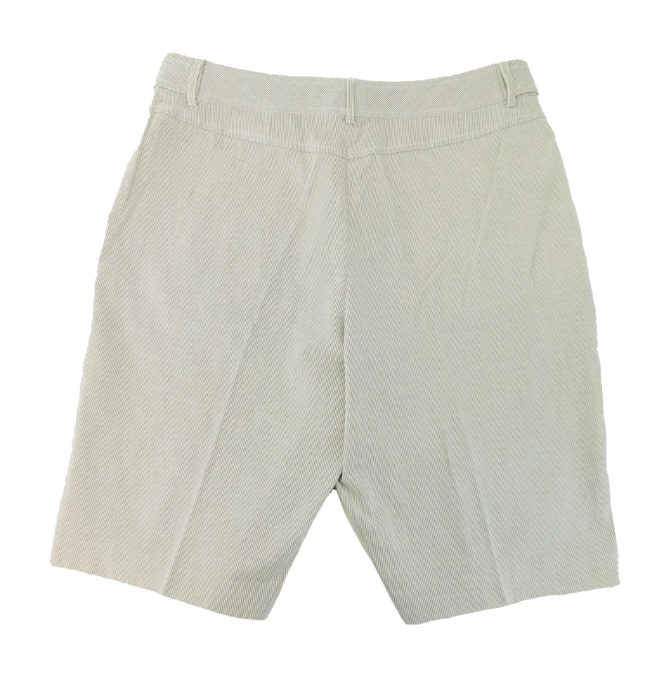 Bermuda Talbots Petites listra branca bronzeada 96% algodão 11" costura interna tamanho 10P - Imagem 3 de 4