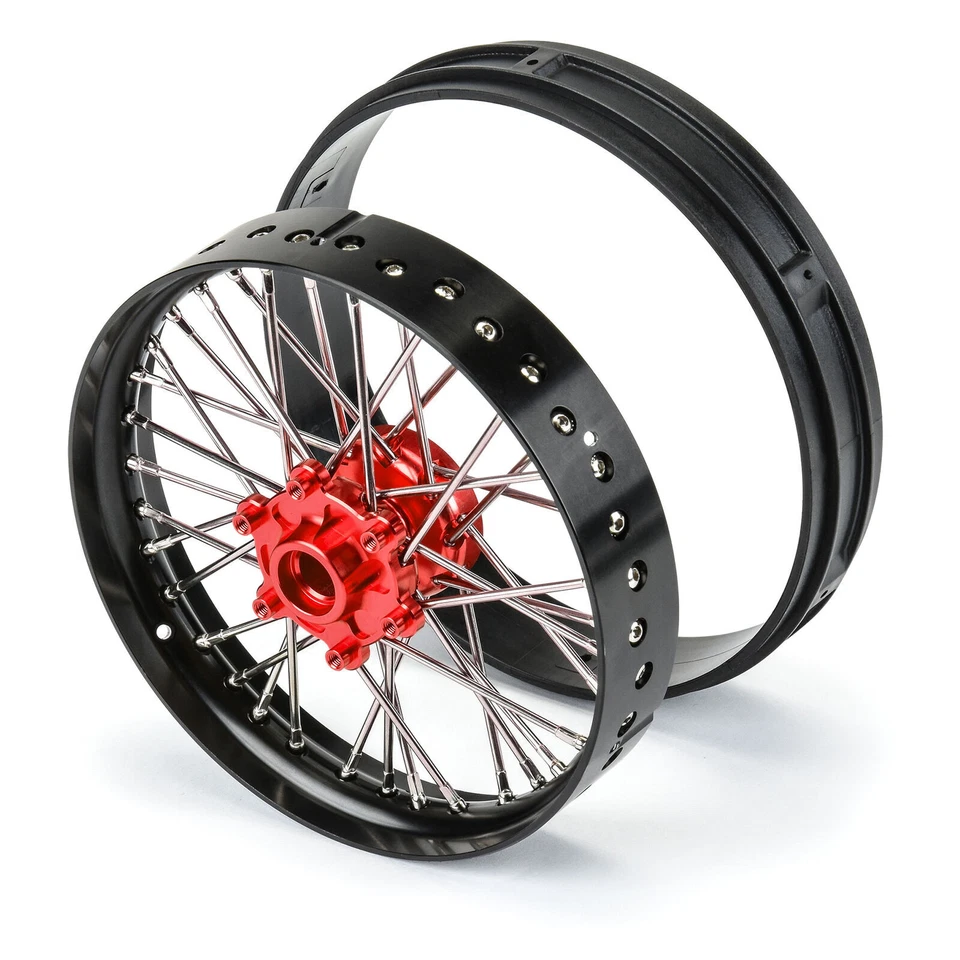 Pro-Line 1/4 Pro-Spec Alum V2 Bead Front / Rear Wheels Blk/Red (2) : Promoto-MX - Image 3 of 4