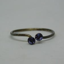 925 Sterling Silver Lilac Tone Two Stones Women's Ring Sz. 6