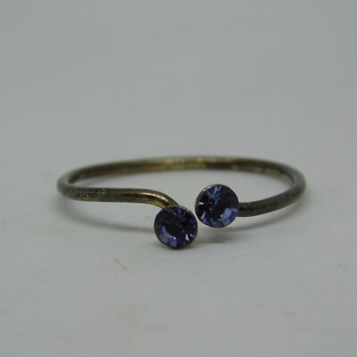925 Sterling Silber Fliederfarben Zwei Steine Damen Ring Gr. 6