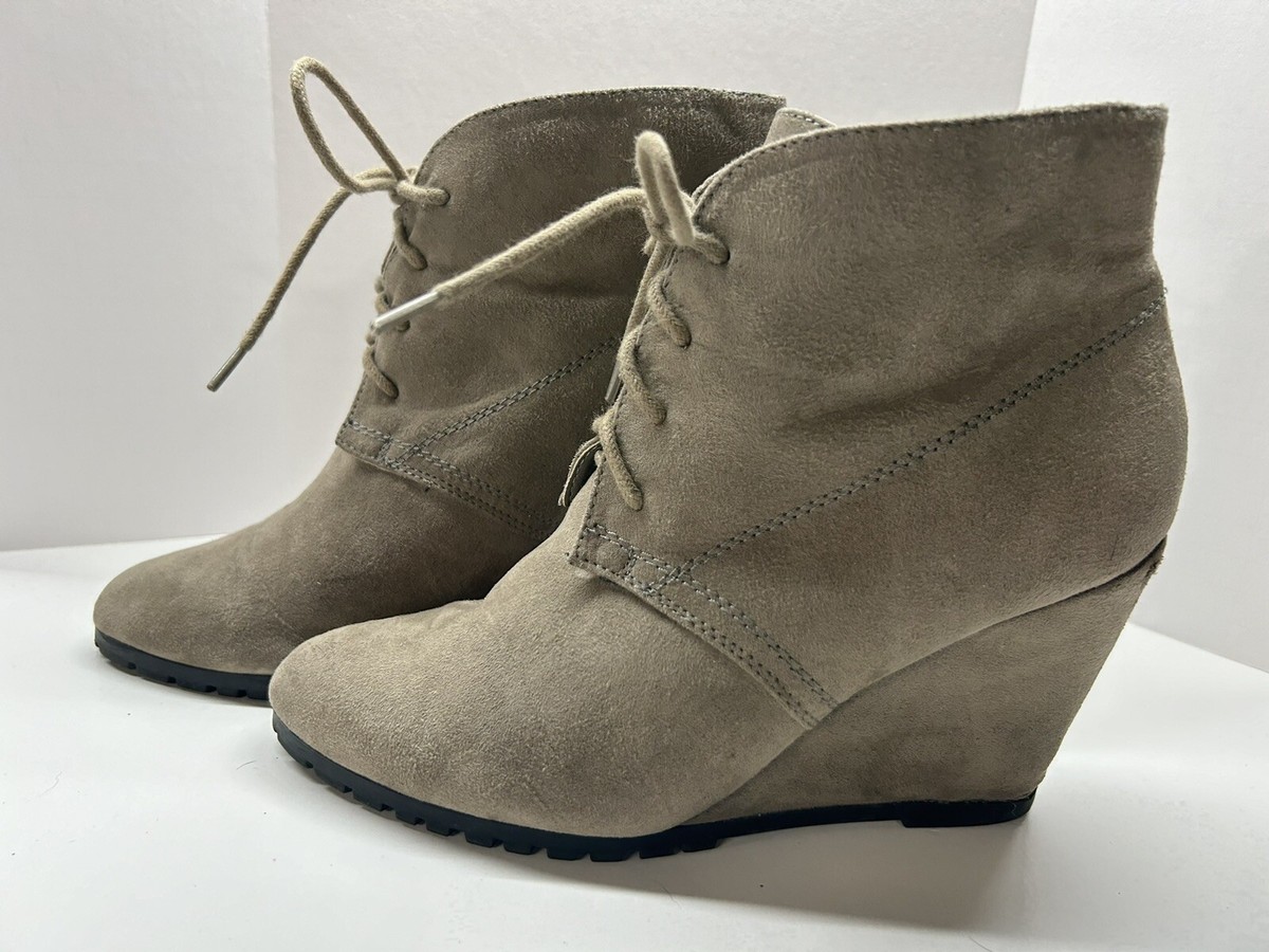 Wedge Qupid Ankle Boots Qupid Shoes Vaca Western Bootie Tan