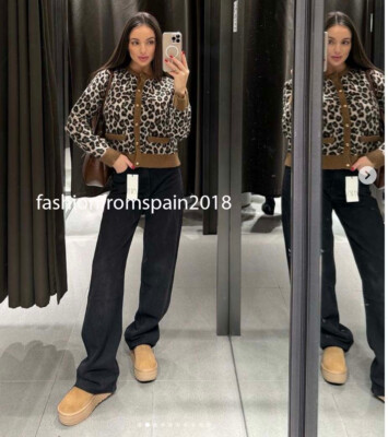 ZARA NEW WOMAN ANIMAL JACQUARD KNIT JACKET CARDIGAN LEOPARD ZARA NEW WOMAN ANIMAL JACQUARD KNIT JACKET CARDIGAN LEOPARD