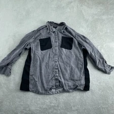 Lane Bryant Womens Gray & Black Button-Up Shirt Size 22 2063