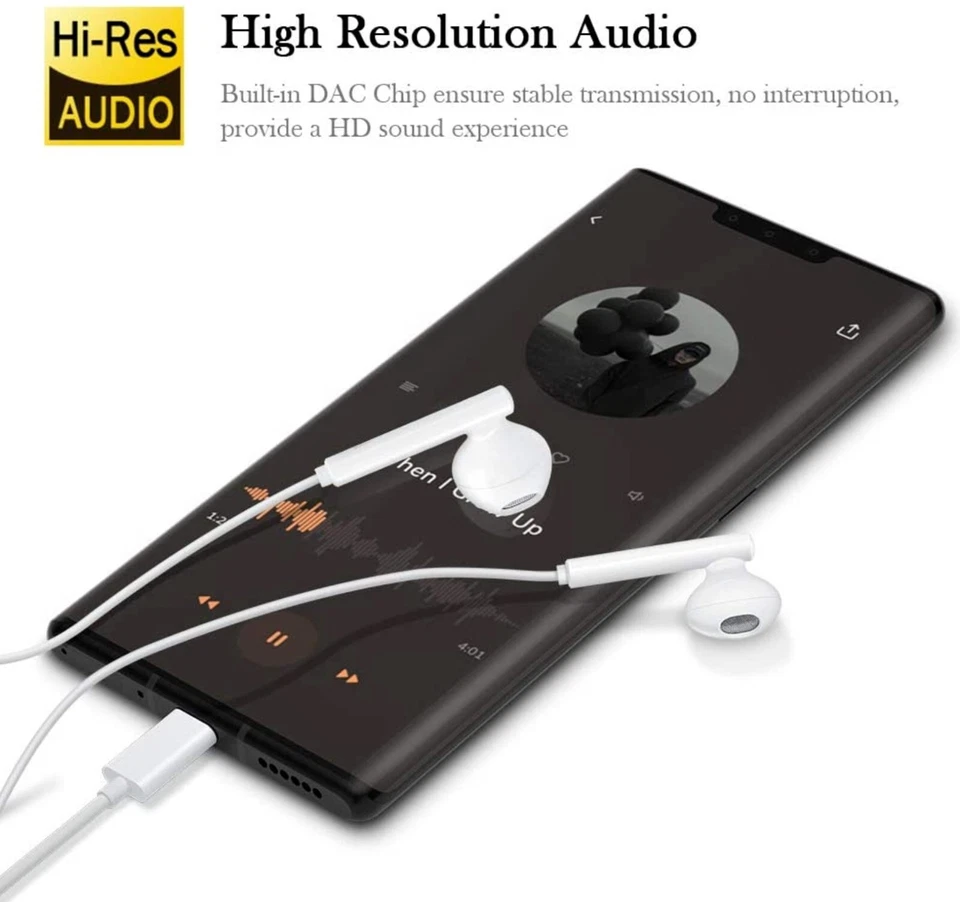 Type C Earbuds Earphones HiFi Stereo USB C Headphone For Samsung A54 S22 S23 - Image 2 of 4