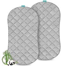 Biloban Bassinet Mattress Pad Cover 2 Pack Gray and White