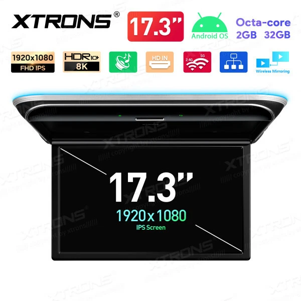 XTRONS 17.3" IPS 8Core Android Deckenmonitor HDMI 8K HDR10+ Flipdown - Bild 3 von 4