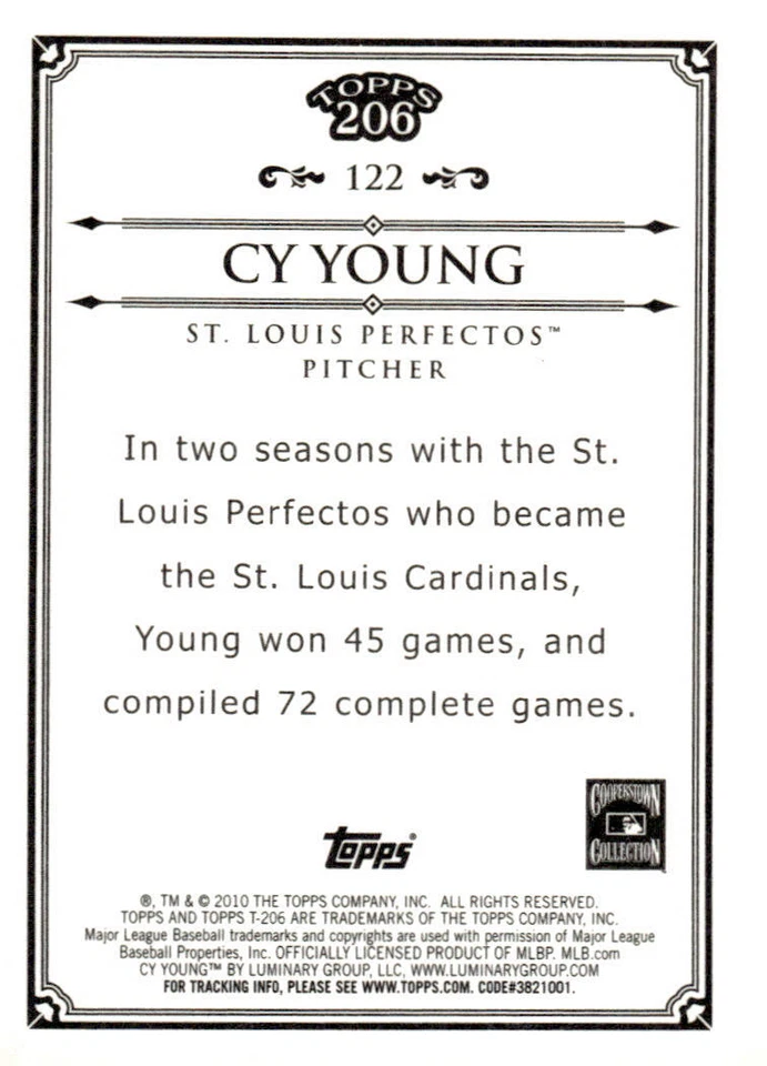2010 Topps 206 #122 Cy Young Bronze - Image 2 of 2