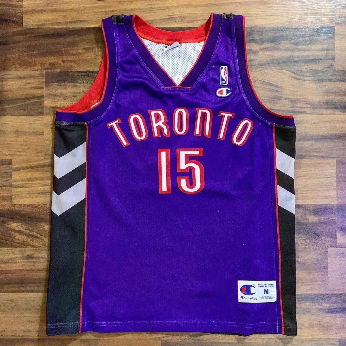 TORONTO RAPTORS NBA EUROPEAN CUT CHAMPION JERSEY VINCE CARTER MENS Sz  Medium M