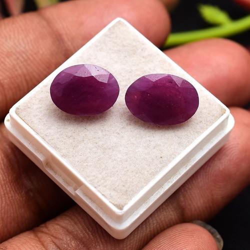 2 Pcs Natural African Ruby Untreated Top Quality Oval Faceted Cut Gemstones Lot - Picture 5 of 5