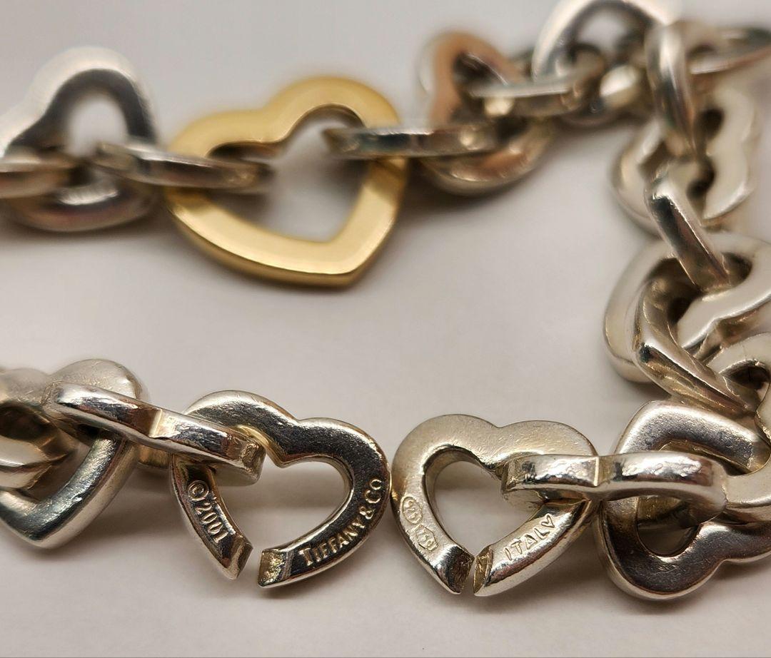 Tiffany & Co. Heart Link Bracelet 18K Gold 750 & Sterling Tiffany & Co. Heart Link Bracelet 18K Gold 750 & Sterling