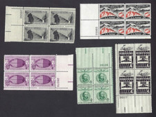 Lot of 5 us stamp plate blocks of 4 from 1958-1960 4c 3c all F-VF See Notes