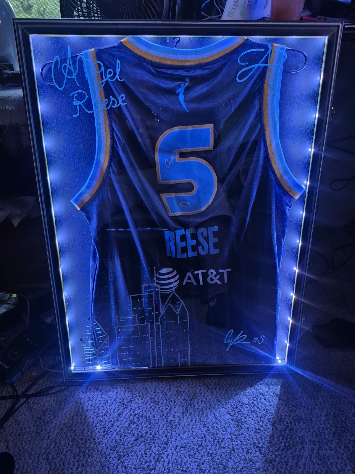 Angel Reese Chicago Sky Signed Authentic Jersey With Custom LED frame PSA COA view 6
