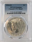 1934-D Peace Silver Dollar $1 PCGS UNC Details Cleaned 46508891