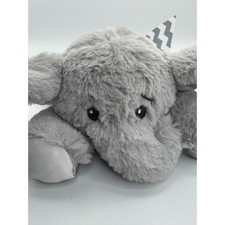 Bearington Baby Rattle Lovey Security Plush Elephant Gray Satin Bow ChevronNew
