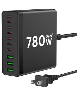 USB C Charger Block, 780W 10 Port Charging Station USB Charger Block Double 1...