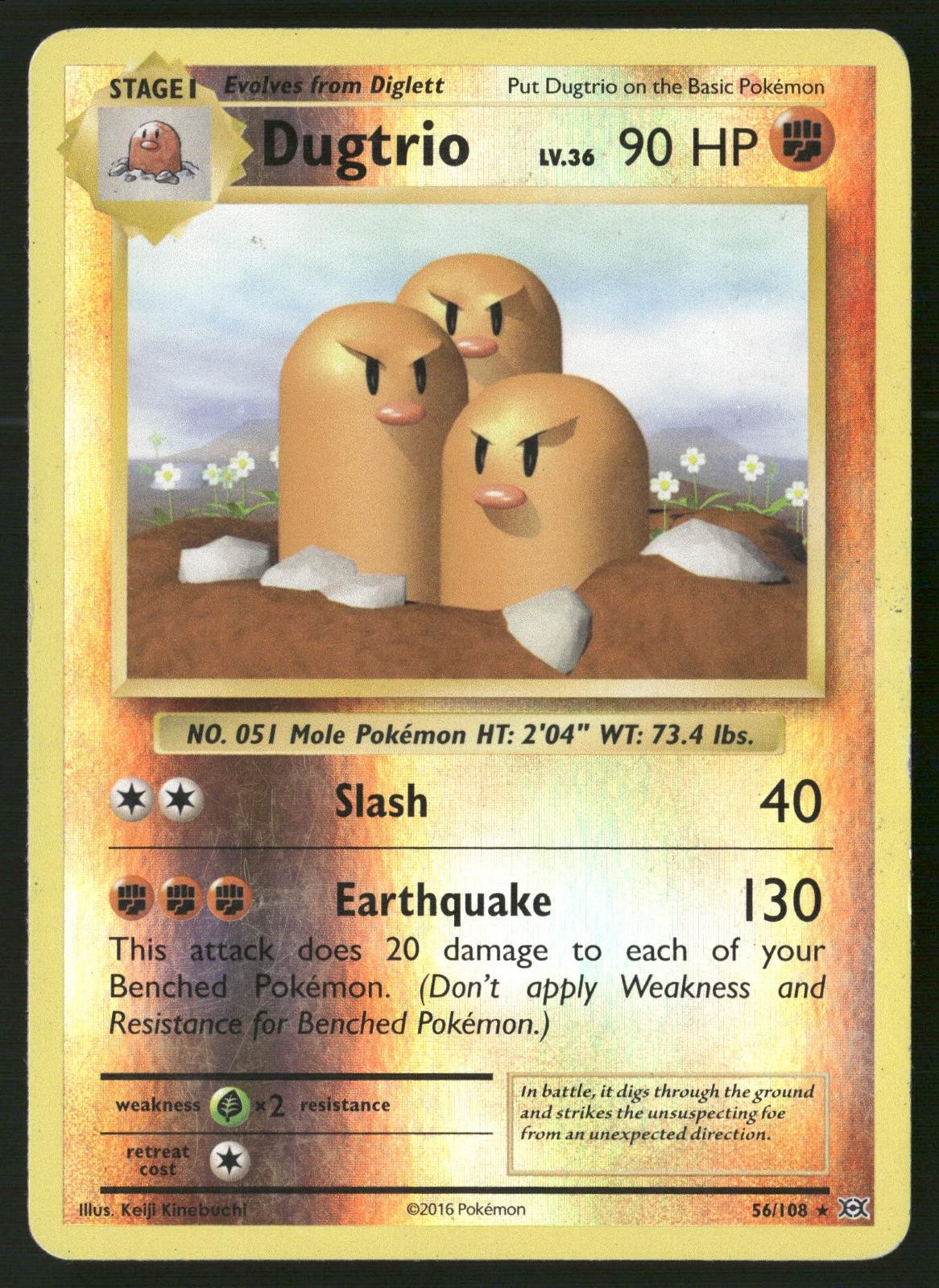 Dugtrio 56/108 Rare Evolutions Pokemon Reverse Holo HP