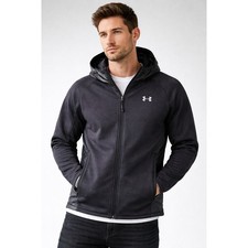 Under Armour Cold Gear Jacket Men's Size M Black Performance Full Zip Hooded