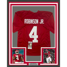 Framed Autographed/Signed Brian Robinson Jr. 33x42 Alabama Red Jersey JSA COA