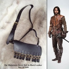 Black Leather Musketeer Rapier Belt & Frog. Costume Re-enactment LARP