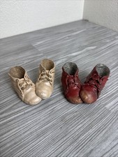 Vintage 2 Pairs Ceramic Baby Shoes Booties Decoration