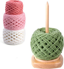 Large Wooden Yarn Holder with Storage for Knitting and Crocheting