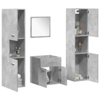 BadmöBel-Set 4-Teilig Betongrau Holzwerkstoff FüR Badezimmer