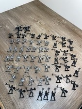 Gray  Black Medieval Army Figures  2 Horses Plastic - Lot Of 60 