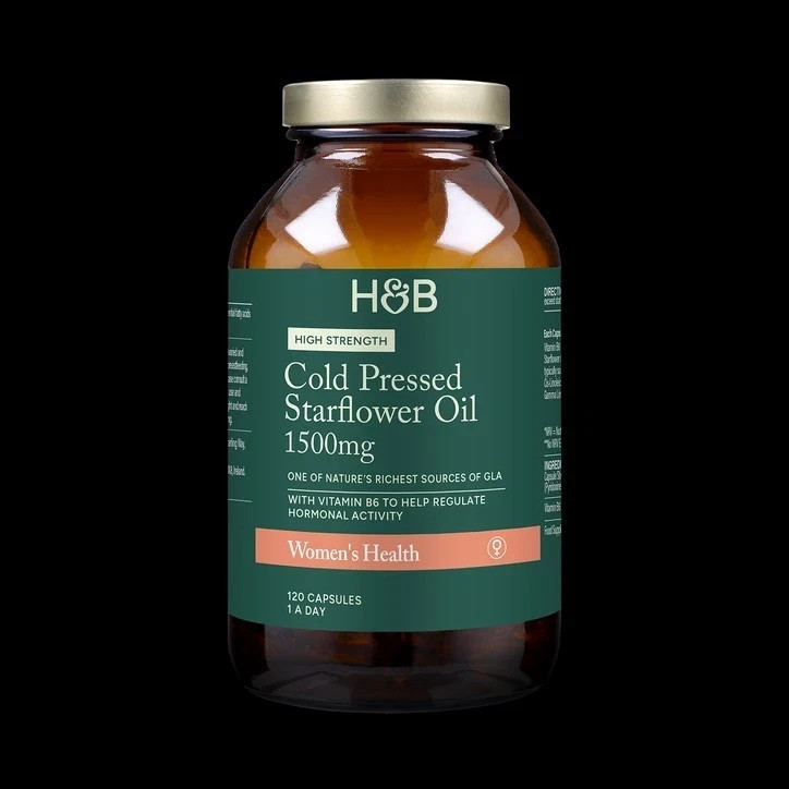 Holland & Barrett High Strength Cold Pressed Starflower Oil 1500mg 120 Capsules