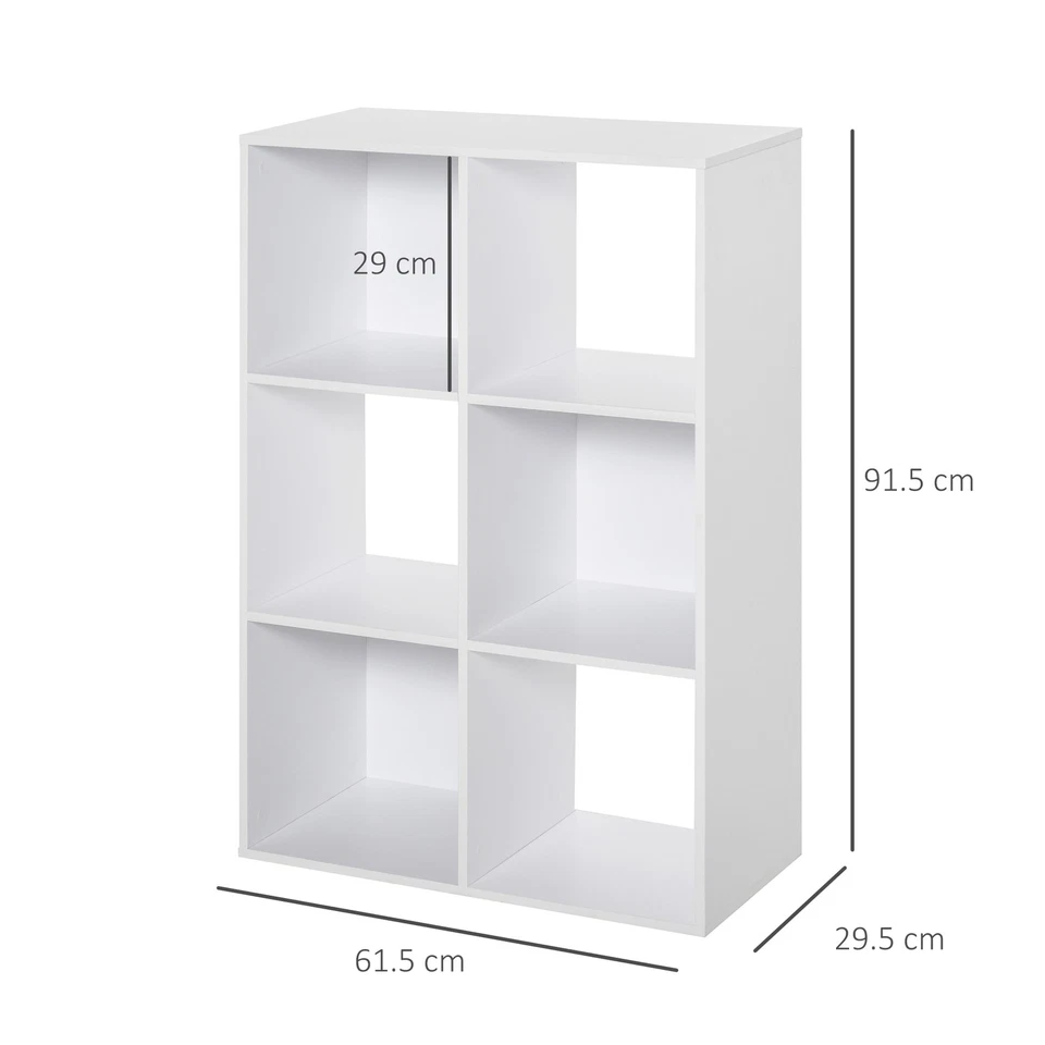 Libreria Bianca dal Design Moderno con 6 Scomparti, HOMCOM, 61.5x29.5x91.5cm - Immagine 4 di 4